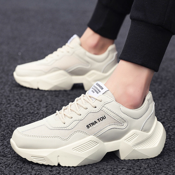 Модерни мъжки  маратонки с дебела подметка в три цвята 