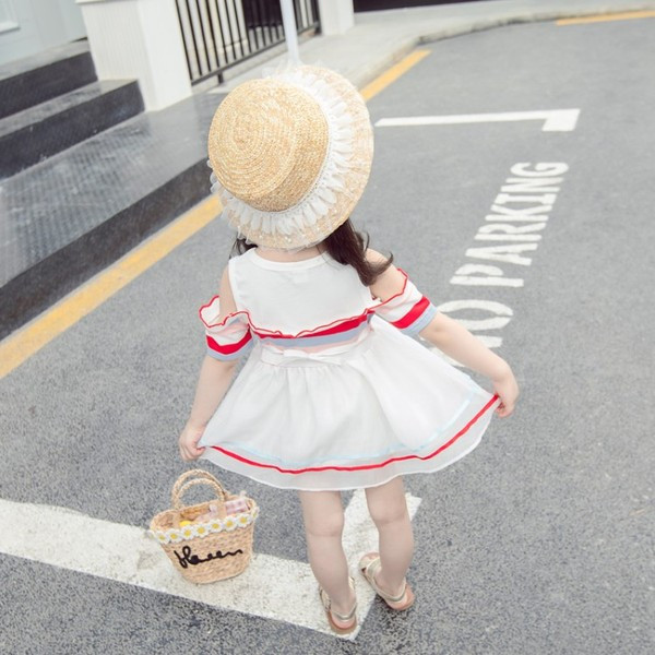 Актуална детска рокля в два цвята с О-образно деколте