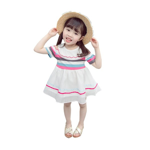 Актуална детска рокля в два цвята с О-образно деколте