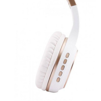 Bluetooth слушалки модел SY-BT1601 сгъваеми със слот за  TF/SD карта в бял цвят с розово