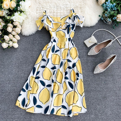 Дамска лятна рокля дълъг модел с цветна апликация