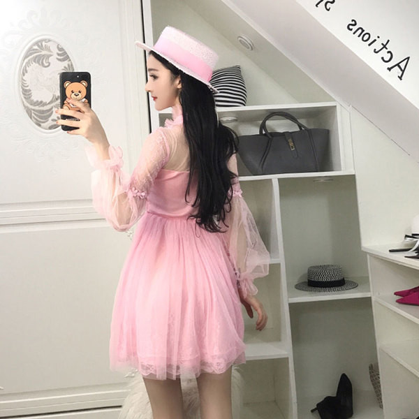 Дамска рокля с тюл в три цвята