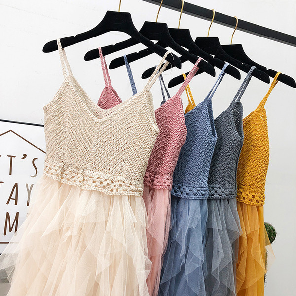 Дамска рокля плетиво и тюл