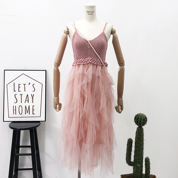 Дамска рокля плетиво и тюл