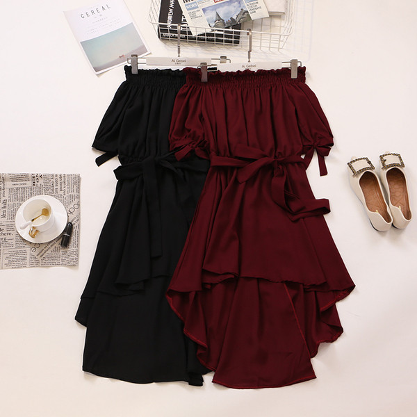 Ежедневна дамска рокля с голи рамене и връзки в четири цвята 