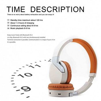 Bluetooth слушалки модел SY-BT1606  със слот за  TF/SD карта в бял цвят с оранжево