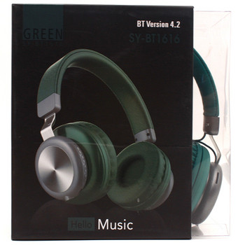Bluetooth слушалки модел SY-BT1616 със слот за  TF/SD карта в зелен цвят
