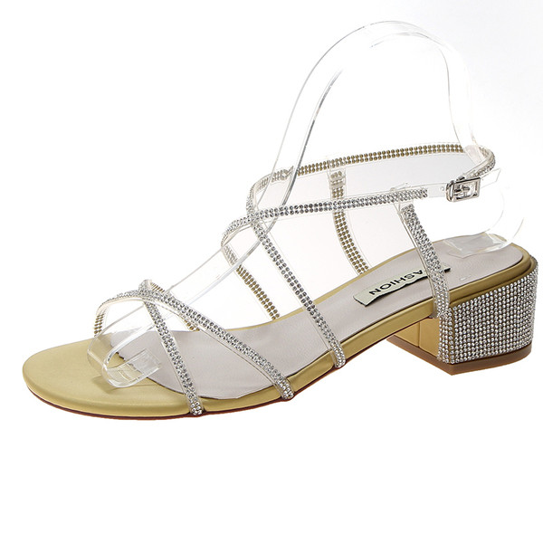 Дамски сандали с декорация камъни в два цвята