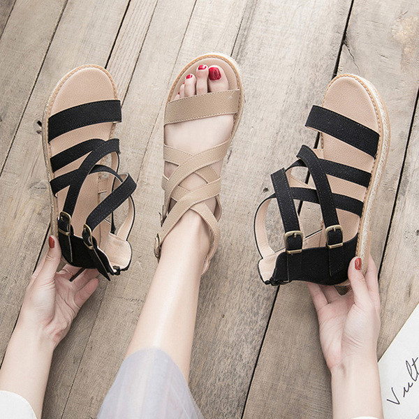 Дамски ежедневни сандали с цип в два цвята