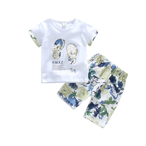 Детски комплект в два цвята с флорални мотиви-за момчета