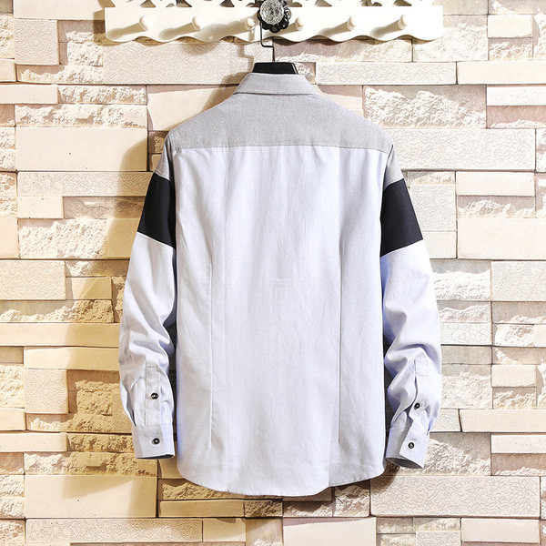 Модерни мъжка риза с джоб в два цвята 