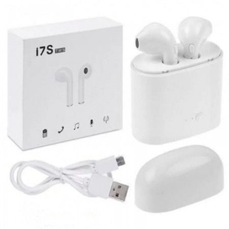 Ασύρματο ακουστικό TWS I7S Bluetooth με Powerbank σε λευκό χρώμα