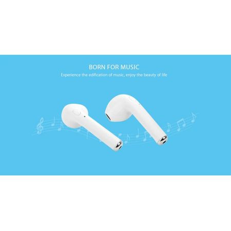 Безжични Bluetooth  слушалки TWS I7S  с Powerbank  в бял цвят