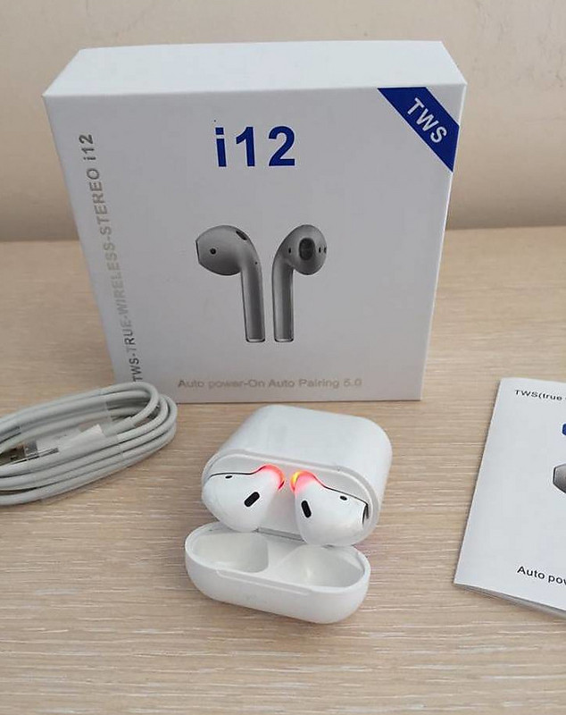 Ασύρματα ακουστικά TWS I12 Bluetooth με Powerbank σε λευκό χρώμα