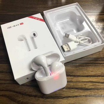 Ασύρματο ακουστικό Bluetooth TWS I10-MAX με το Powerbank σε λευκό χρώμα