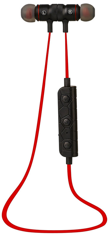 Ασύρματο ακουστικό M9 Bluetooth για αθλήματα με μικρόφωνο, Bluetooth, μαγνήτη με κόκκινο χρώμα