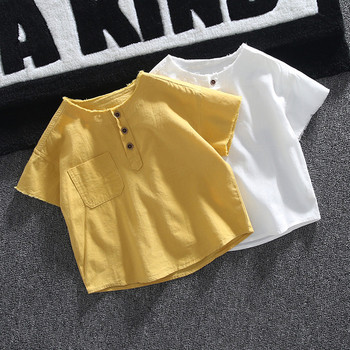 Детска тениска в два цвята с копчета и джоб-за момчета