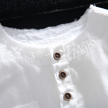 Детска тениска в два цвята с копчета и джоб-за момчета