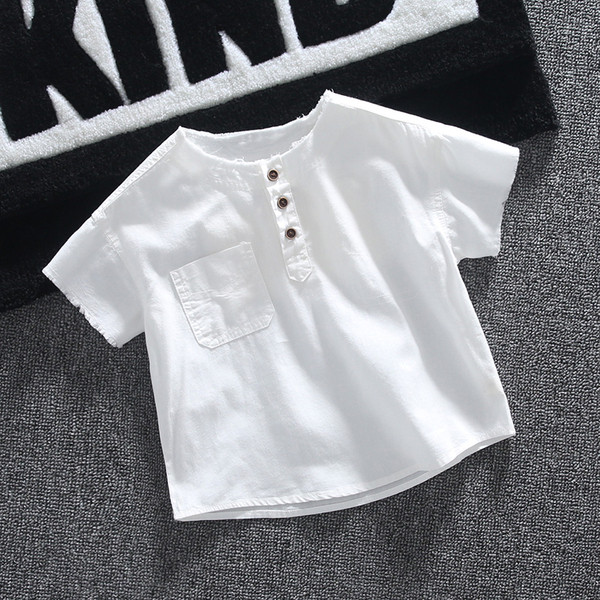 Детска тениска в два цвята с копчета и джоб-за момчета