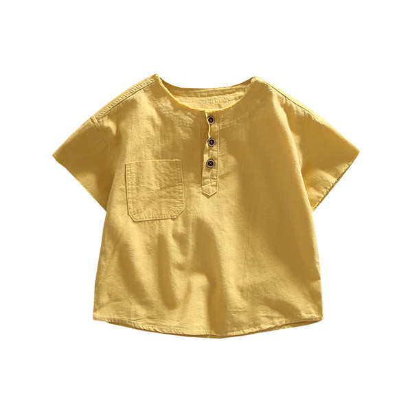 Детска тениска в два цвята с копчета и джоб-за момчета