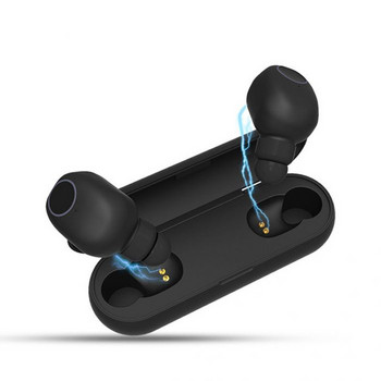 Ασύρματο ακουστικό Bluetooth TWS Q1 με Powerbank και μικρόφωνο σε μαύρο χρώμα