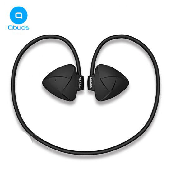 Безжични Bluetooth  слушалки Qbuds E1 за спорт в черен цвят