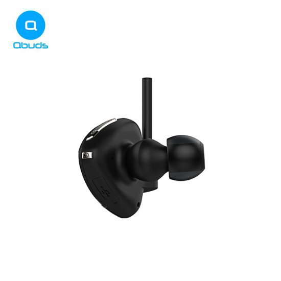 Ασύρματο ακουστικό Bluetooth E1 Qbuds για αθλητισμό σε μαύρο χρώμα