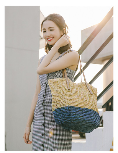 Стилна дамска плажна чанта в два цвята 