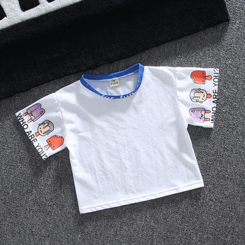 Детска тениска за момчета с О-образнo деколте и апликация