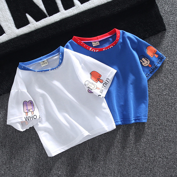 Детска тениска за момчета с О-образнo деколте и апликация