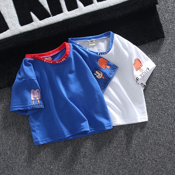 Детска тениска за момчета с О-образнo деколте и апликация