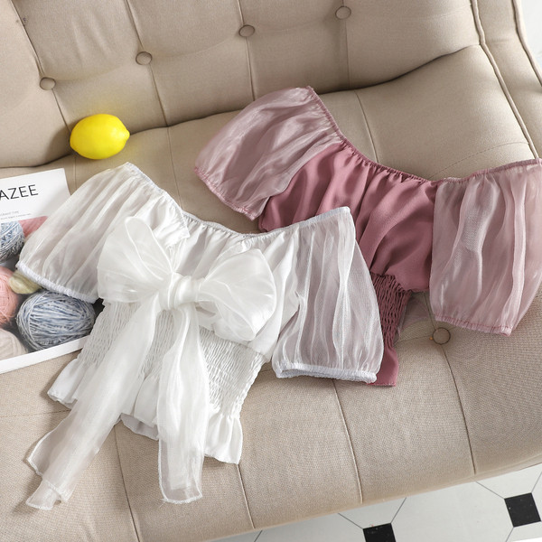 Κομψή γυναικεία μπλούζα με κορδέλα στην πλάτη