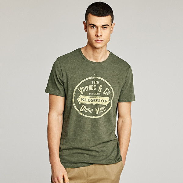 Tricou casual barbatesc cu inscriptie verde