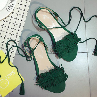 Γυναικεία σανδάλια από οικολογικό σουέτ με  δεσμούς σε τρία χρώμα