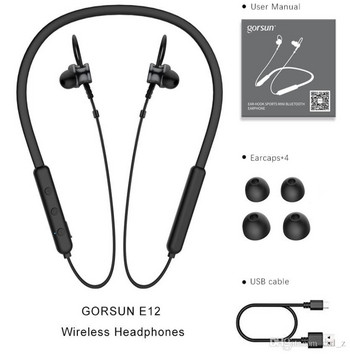 Ασύρματο ακουστικό Bluetooth TWS E12 με Powerbank και μικρόφωνο σε μαύρο χρώμα