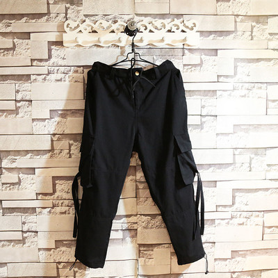 Pantaloni sport barbati cu buzunare laterale si cravate in doua culori