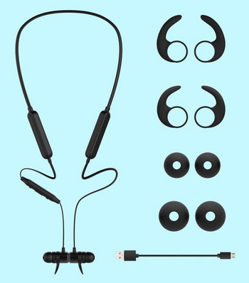 Безжични Bluetooth  слушалки SK-W2 за спорт с микрофон, Bluetooth,магнит в черен цвят
