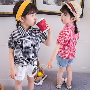 Детска карирана риза в два цвята за момичета