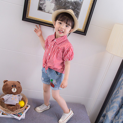 Cămașă în carouri pentru copii în două culori pentru fete