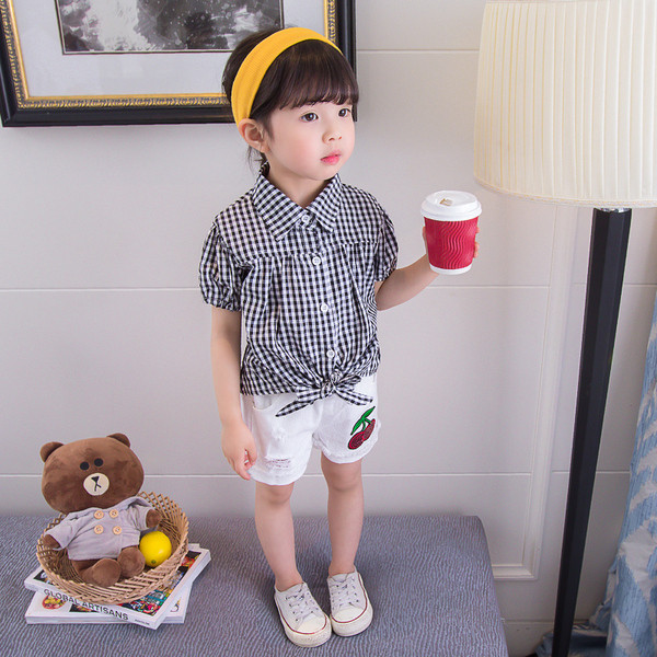 Cămașă în carouri pentru copii în două culori pentru fete