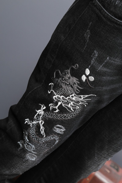 Blugi lungi negri pentru bărbați cu broderie