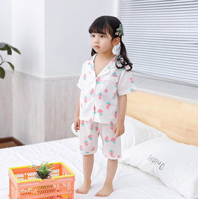 Pijamale pentru copii in doua culori cu buzunar pentru fete