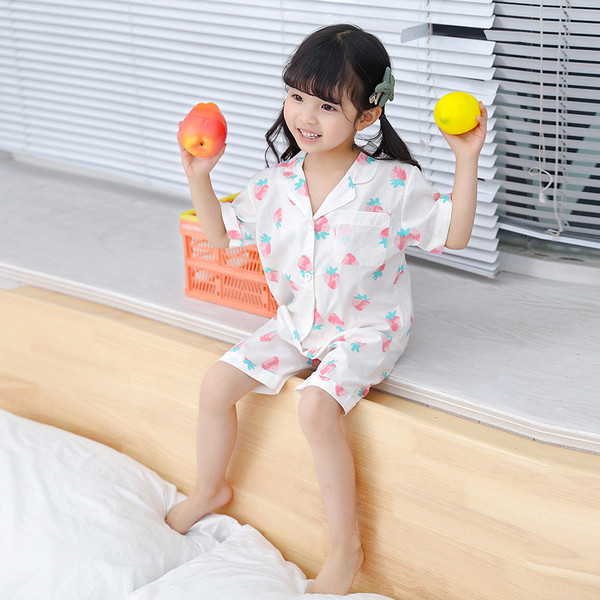 Pijamale pentru copii in doua culori cu buzunar pentru fete