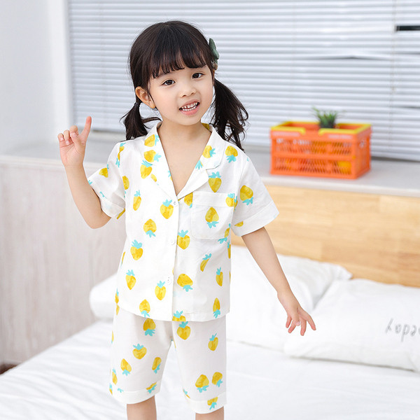 Pijamale pentru copii in doua culori cu buzunar pentru fete