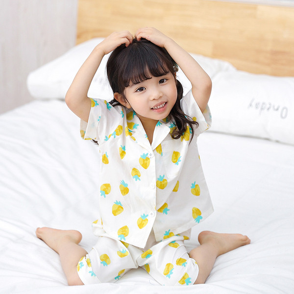 Pijamale pentru copii in doua culori cu buzunar pentru fete