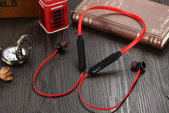 Безжични Bluetooth  слушалки X1 за спорт с микрофон, Bluetooth,магнит в червен цвят