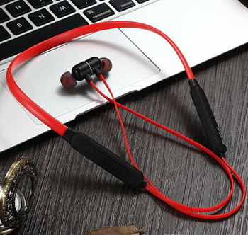 Безжични Bluetooth  слушалки X1 за спорт с микрофон, Bluetooth,магнит в червен цвят