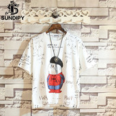 Tricou casual pentru bărbați cu aplicație în alb și negru