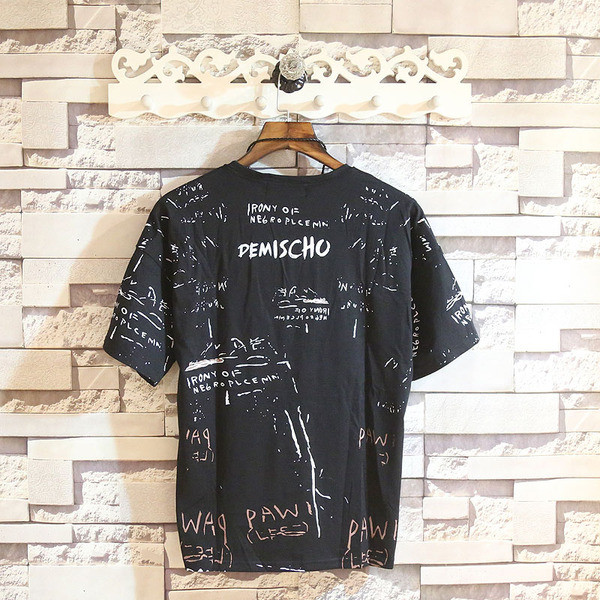 Tricou casual pentru bărbați cu aplicație în alb și negru