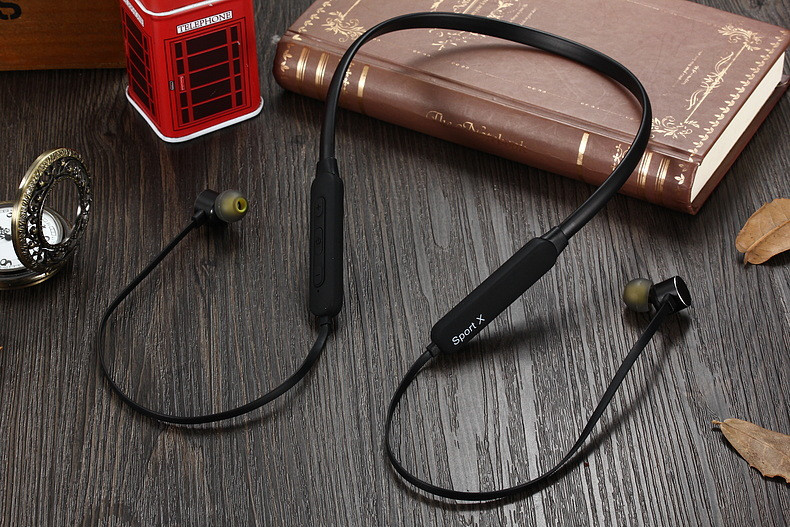 Ασύρματο ακουστικό Bluetooth X1 για αθλήματα με μικρόφωνο, Bluetooth, μαγνήτη σε μαύρο χρώμα
